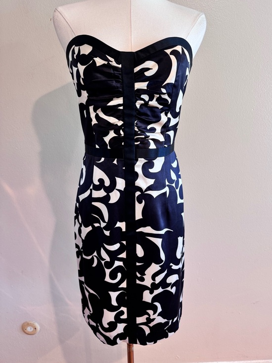 Milly Dresses & Skirts - Milly of New York 100% Silk Strapless Black & Cream Dress Size 4